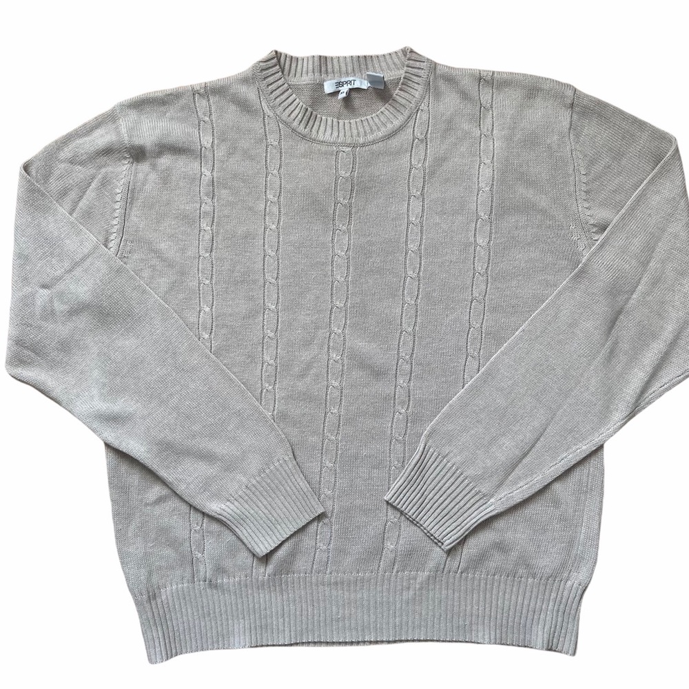 Esprit Men’s Beige Cable Knit Pullover Sweater XL